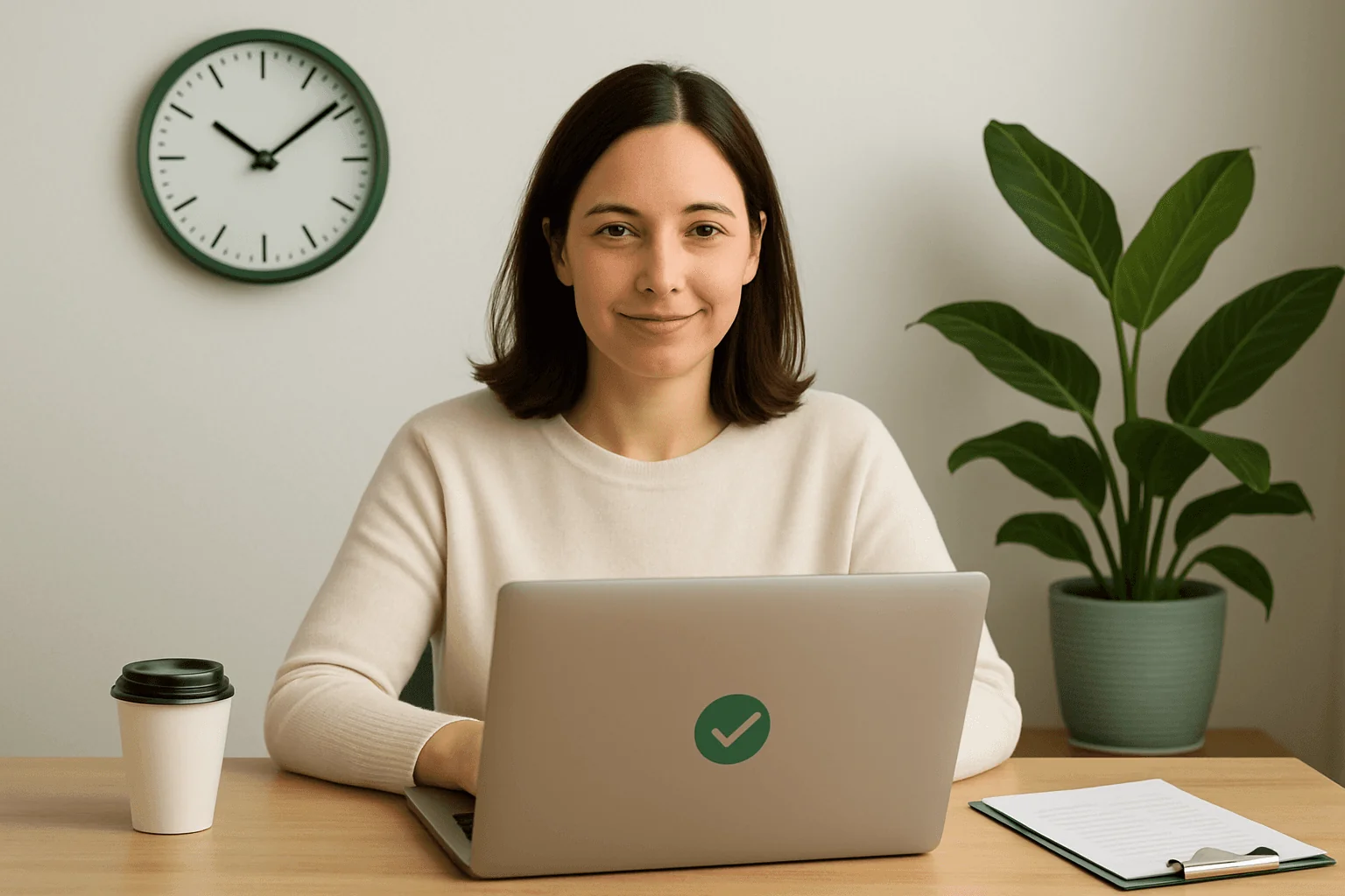 A women sitting at a computer 